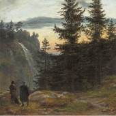 Johan Christian Dahl Blick ueber eine Felsenschlucht mit Wasserfallpsd