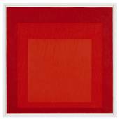 Josef Albers Study for Homage to the Square signed with the artist’s monogram and dated 72; stamped, titled and variously inscribed on the reverse oil on Masonite 60.9 by 60.9 cm.