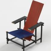 Josef Frör (1908-1979), der rotblaue Stuhl nach Gerrit Rietveld, undatiert, Holz lackiert, 9 cm hoch, Foto: Annette Kradisch, Rechte: Nachlass Gertrud Reetz.