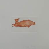 Bild 28: Joseph Beuys, Meerengel, Robbe III, Farbradierung und Aquatinta auf Rives Gris Papier;1985, Ex.:h.c. (Auflage 25 Ex.+3 h.c.), 28&38 cm. Gerahmt in Naturholzleiste mit Abstand frei schwebend und Mirogardglas UV70= 2.000 €