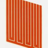 Donald Judd, Parallelogram Print Red (Parallelogramm rot gedruckt), 1961- 1963 / 1968-1969, Farbholzschnitt in Rot (Öldruck) auf rohweißem Papier, 77,5 x 55,8 cm, Staatsgalerie Stuttgart, Graphische Sammlung, © Judd Foundation/ VG Bild-Kunst, Bonn 2017
