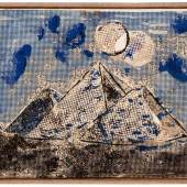 JUDY RIFKA PYRAMID 2, 1983  Oil on rug maker's mesh on linen 26 x 31 x 2 in 66.04 x 78.74 x 5.1 cm  $ 20,000.00 + 19% VAT (IF APPLICABLE)