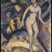 Ernst Ludwig Kirchner, recto: Weiblicher Akt mit Badezuber, 1912  Heidi Horten Collection