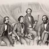 Hellmesberger-Quartett  Joseph Anton Bauer nach Theodor Petter Lithographie, aufgewalzt © Gesellschaft der Musikfreunde in Wien 