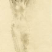 WIEGELE, Franz 1887 – 1944 Stehender weiblicher Akt mit erhobenen Armen 1941 	  Auktion 22. April 2013 Bleistift, Kohle auf Papier 66 x 32 cm € 4.000 – 7.000