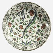 Ein mehrfarbiger Keramikteller, 17. Jahrhundert, D. 40 cm Iznik, West-Anatolien,
17th ct., D. 40 cm