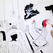 Khaled Hafez, drawing forward by the day II - 1, 50 cm x 70 cm