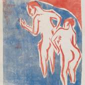 Ernst Ludwig Kirchner Badende sich waschend (Moritzburg), 1910 Farbholzschnitt 24,3 x 20,6 cm (Druck), 45 x 33,5 cm (Blatt) Kunsthalle Bremen – Der Kunstverein in Bremen, Kupferstichkabinett