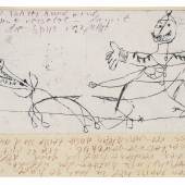 Paul Klee, Der Polizeihund wird in Wut versetzt - damit er die Spur verfolgt (Postkarte an Franz Marc, 26.09.1913), Franz Marc Museum, Foto: collecto.art 