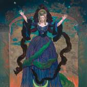 Nr. 116 Ernst Fuchs (Wien 1930-2015) "Königin der Nacht" (Edita Gruberová in "Die Zauberflöte"), 1989, signiert Ernst Fuchs 1989, Öl auf Leinwand, 150 x 150 cm, gerahmt, erzielter Preis € 44.600
