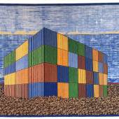 Abdoulaye Konaté, Coffee Beans − Container, 2015. Stoff, 345 x 249 cm. © Abdoulaye Konaté