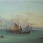 William Harry Williamson(1820-1883)"Schiffe vor der englischen Kanalküste",Öl auf Holz,31x51cm