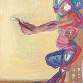 Maria Lassnig (1919 - 2014) Innerhalb und Außerhalb der Leinwand I, 1984/85, Öl auf Leinwand, 120 x 100 cm, Schätzwert € 180.000 - 320.000 Auktion 22. November 2017