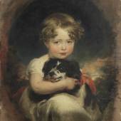 Bonhams, Thomas Lawrence 1769-1830 Portrait of Jane Allnutt with her pet spaniel 1821-22 Oil on canvas 61.3 × 50.4 cm. (24 ⅛ × 19 ⅔ in.) £150,000-250,000
