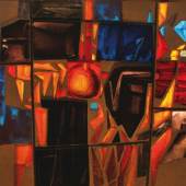 Katalognummer 109: Hochbedeutendes monumentales Glasbild "Fire and Glass I", Stanislav Libenský und Jaroslava Brychtová, 1960/61, Katalogpreis: 200.000 - 300.000 €