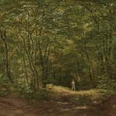  Friedrich Loos, Spaziergänger in einer Waldlandschaft, 1840 Öl auf Papier auf Karton 20,5 x 26 cm © Belvedere, Wien