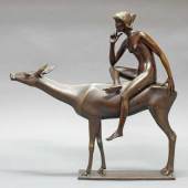 Bronze, "Sitzender weiblicher Akt auf Hirschkuh", Mindestpreis:	1.200 EUR