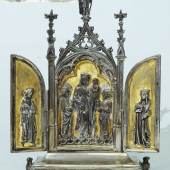 Triptychon-Reisealtar. 800er Silber, Mindestpreis:	1.500 EUR