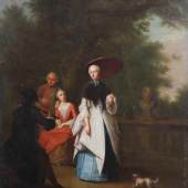 Fiedler, Johann Christian (1697 Pirna - 1765 Darmstadt) "Dame im Park", Mindestpreis:	1.400 EUR