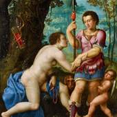 Prager Schule um 1600 Venus und Adonis Öl auf Holz (parkettiert). 32,5 x 24,5 cm. Schätzpreis:	80.000 - 90.000 EUR