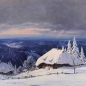Hauptmann, Karl (1880 Freiburg - 1947 Todtnau), Blick über eine verschneite Schwarzwaldlandschaft, Mindestpreis:	2.800 EUR