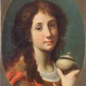 Marinari, Onorio (1627 Florenz - 1715 ebda., "Maria Magdalena", Öl auf Leinwand, doubliert, ovaler Bildausschnitt, 54 x 40 cm. Mindestpreis:	5.000 EUR