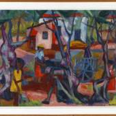 Fritz Berberich (Schnappach 1909-1990 Schnappach) Eselskarren vor südlichen Häusern, 1957, Öl auf Platte, 51 x 66 cm Schätzpreis:	1.200 EUR