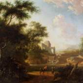 Moucheron, Isaac de (1667 Amsterdam - 1744 ebda) "Landschaft mit Reisenden vor einer Ruine" Mindestpreis:	3.500 EUR