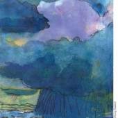Emil Nolde (Nolde 1867 - Seebüll 1956) Gewitter über der Nordsee Um 1930/40, Aquarell, Deckweiß und Federzeichnung/Bütten, 17 x 13,5 cm,  Mindestpreis:	35.000 EUR 