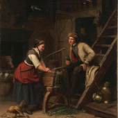 Raphael Ritz 1829 Brig - 1894 Sitten - "Landleben" - Öl/Lwd. 52 x 47,5 cm. Aufrufpreis:	6.000 EUR