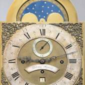 Bedeutende Wanduhr, Deutschland, um1770 auf versilbertem, bogenförmigen Messingschild signiert "Kintzing-Neuwied", Uhrmachermeister Peter Kintzing (Neuwied 1745-1816 Mannheim) Schätzpreis:	6.000 EUR