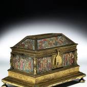 Renaissance-Schatulle auf die Heilige Adelheid von Burgund 16 x 21,5 x 13,6 cm. An der Basis vorn die gravierte Datierung "1540". Schätzpreis:	20.000 - 30.000 EUR 