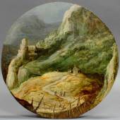 Momper, Joost de II (1564 Antwerpen - 1635 ebda., "Weite gebirgige Landschaft", Tondo, Öl auf Holz, ø 38 cm. Mindestpreis:	12.000 EUR