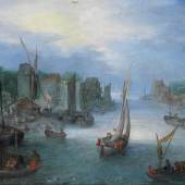  Los 18 Jan Brueghel the Younger (Antwerp 1601-1678) A river landscape with boats by a town Verkauft für £122.500 (€155.832) inkl. Zuschlag