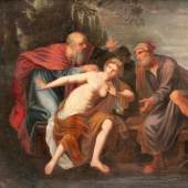 Venezianer Meister Italien, um 1600/17.Jh. Susanna im Bade.- Susanna, spärlich bedeckt von wallenden Tüchern Aufrufpreis:	3.000 EUR