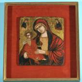 Ikone "Madonna Dexiokratusa" Eitempera/Holz, 23 x 20,5 cm, Griechenland, um 1600, Mindestpreis:	1.100 EUR