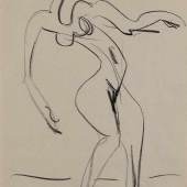 Ernst Ludwig Kirchner 1880 Aschaffenburg - 1938 Frauenkirch/Davos Im Atelier - Tanzender weiblicher Akt  Schätzpreis:	15.000 - 20.000 EUR