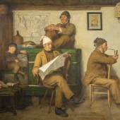 Albert Anker (1831 - 1910) Die Bauern und die Zeitung 1867 Öl auf Leinwand unten rechts signiert und datiert «Alb. Anker 1867» 64 x 80.5 cm. Schätzpreis:	800.000 - 1.200.000 CHF 