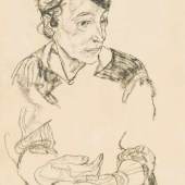 Los 253 Schiele, Egon Portrait einer Frau (Maria Schiele) Offsetlithografie Signiert rechts unten 42,6 x 26,4 cm gerahmt 50 EUR