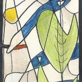Georg Meistermann 1911 Solingen - 1990 Köln Kirchenfensterentwurf für die Feldkirche in Neuwied-Feldkirchen Gouache und farbige Kreiden auf Karton; H 170 cm, B 65 cm; Schätzpreis:	1.500 - 2.000 EUR