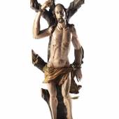Heiliger Sebastian. 19. Jahrhundert. Vollplastisch geschnitzte Figur, Mindestpreis:	500 EUR