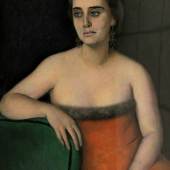 August Heitmüller 1873 Gummer - 1935 Hannover - Elegante Dame in rotem Kleid - Pastellkreiden/Papier. 90 x 65 cm. Sign.  Aufrufpreis:	1.800 EUR