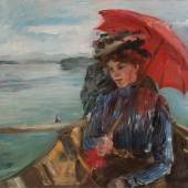 Lovis Corinth (Tapiau/Ostpreußen 1858 – 1925 Zandvoort) „Fräulein Heck“ (Im Boot auf dem Starnberger See). 1897, Schätzpreis: 	280.000 - 340.000 EUR 