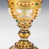 Seltener, signierter Pokal St. Petersburg, Kaiserliche Glasfabrik, Dekorentwurf um 1860, Schätzpreis:	800 - 1.000 EUR