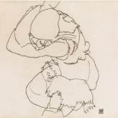 Egon Schiele  Kauerndes Mädchen, 1917 Bleistift auf Papier, 29,4 x 42,3 cm Schätzpreis:	100.000 - 200.000 EUR