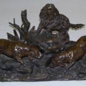 Moigniez,Jules(Senlis, Oise 1835 - 1894 Saint-Martin-du-Tertre,Val d'Oise) - Große schwere Bronzegruppe mit drei Jagdhunden Aufrufpreis:	1.900 EUR