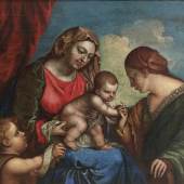 Unbekannter italienischer (?) Meister, Die mystische Vermählung Christi mit der Heiligen Katharina Wohl Nord-Italien, um 1600. Mindestpreis:	1.200 EUR 