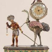 Höchst seltene Wiener Figurenuhr "en miniature" um 1860/80. Vergoldetes Bronzegehäuse,  Mindestpreis:	7.300 EUR