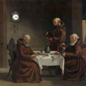 Bilderuhr "Drei Mönche bei der Brotzeit", Frankreich um 1840-60, Aufrufpreis:	900 EUR