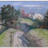 Dix, Otto (1891 Gera - 1969 Singen) "Frühling"; Partie auf der Höri mit blühenden Kirschbäumen, Mindestpreis:	12.000 EUR